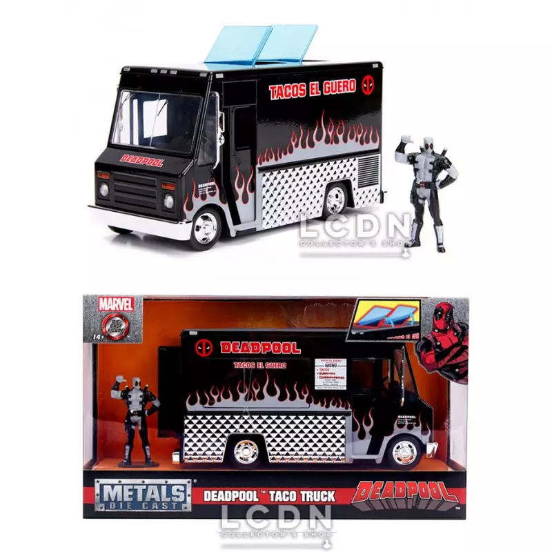 Deadpool MARVEL Tacos El Guero Food Truck with Deadpool X-Force Version  Figure Jada Toys 30540 Hollywood Rides 1/24