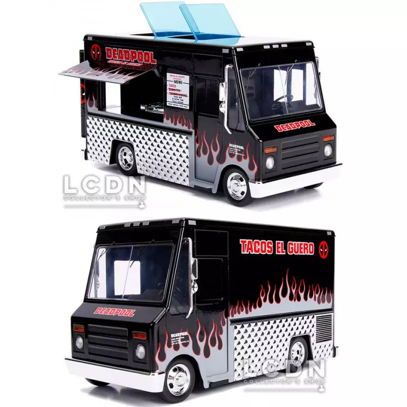Deadpool MARVEL Tacos El Guero Food Truck with Deadpool X-Force Version Figure Jada Toys 30540 Hollywood Rides 1/24