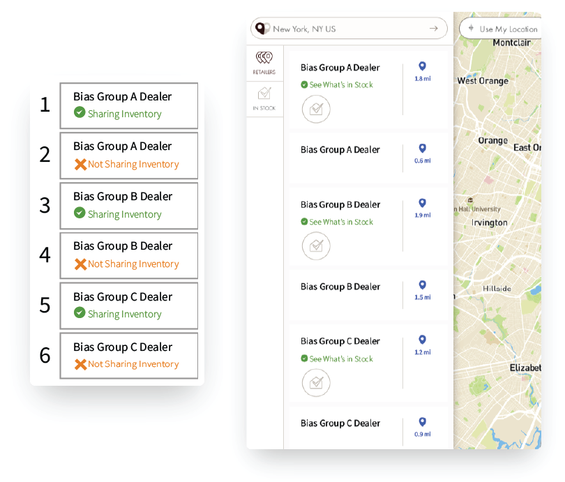 Biasing Logic for Store and Product Locators