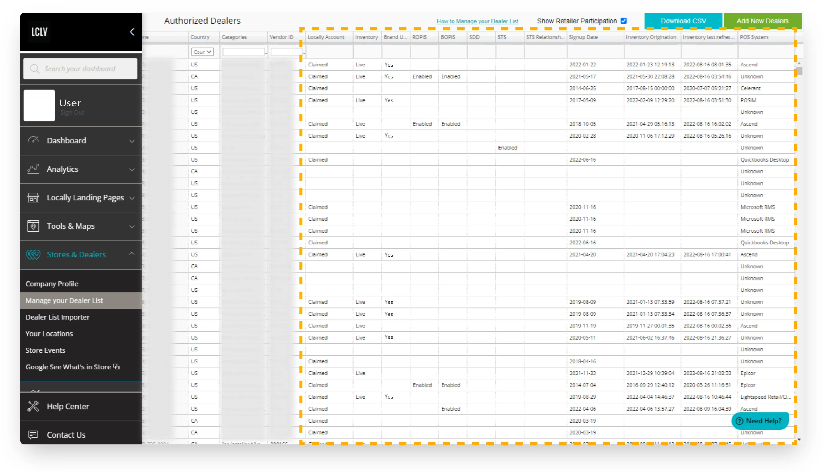 Manual Dealer List Maintenance