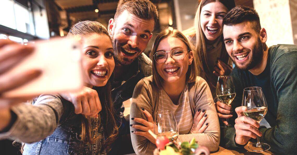 Friends having fun taking a selfie