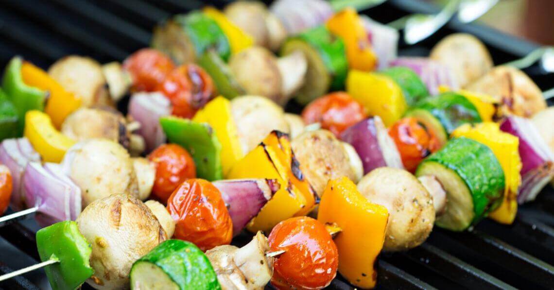 Grilled vegetables on skewers