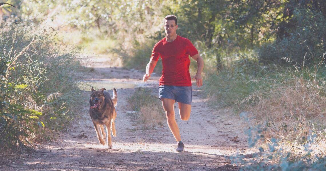 Man running with his dog