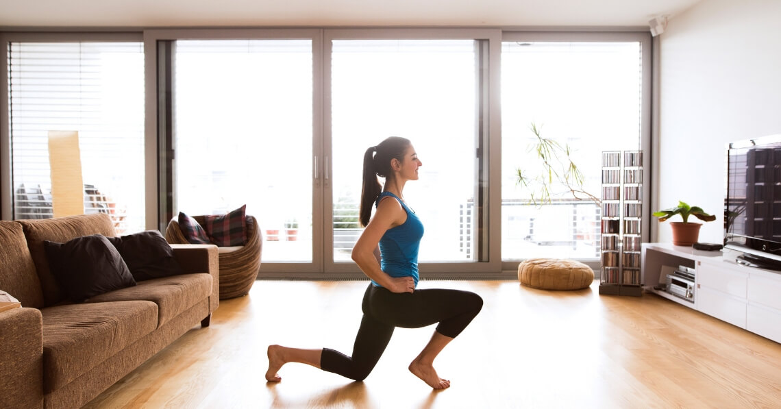 Woman working out at home