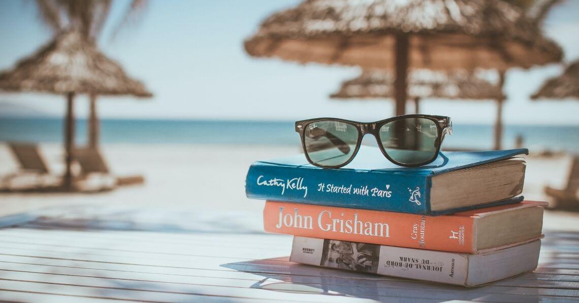 Books by the beach, relaxing in the summer