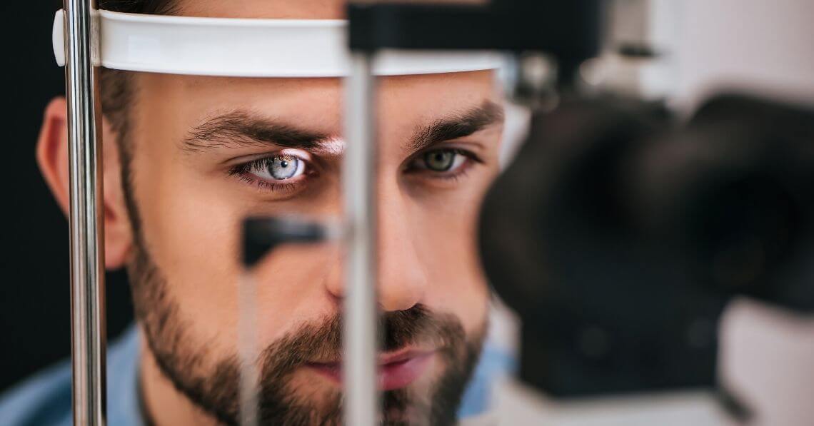 A man receiving an eye examination