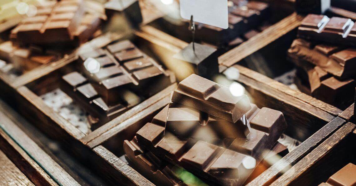 A display of chocolate bars