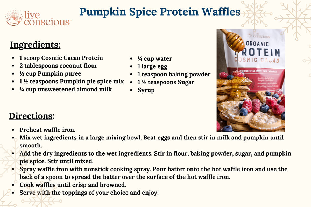 Pumpkin Spice Protein Waffles Recipe Card