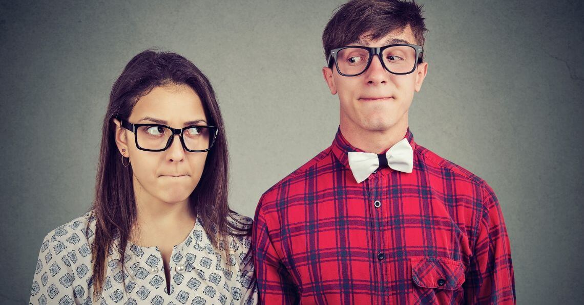 a man and woman wearing glasses