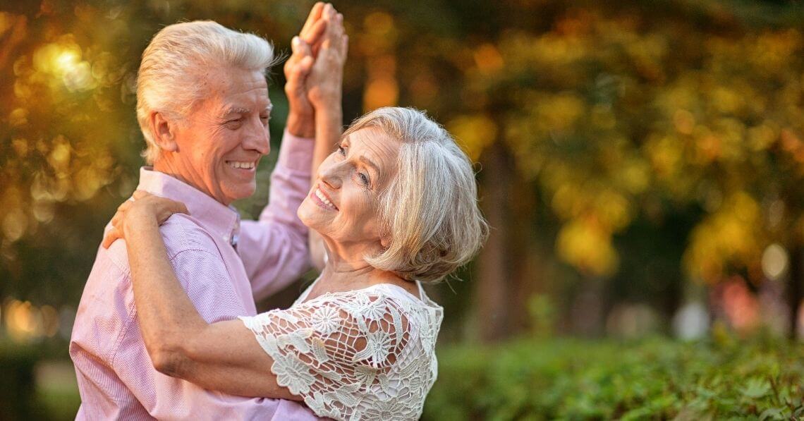 An older couple dancing