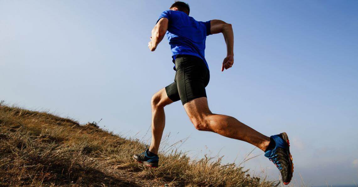 Man running in the mountains