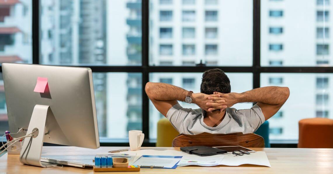 Man taking a break at his office