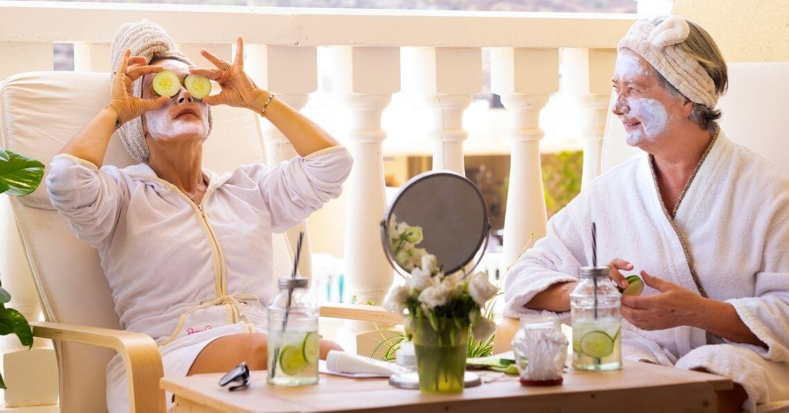 Mother and Daughter enjoy a spa day on the balcony