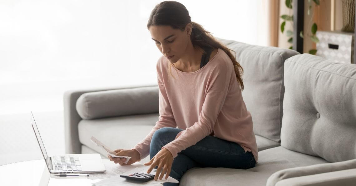 A millennial woman looking into her finances