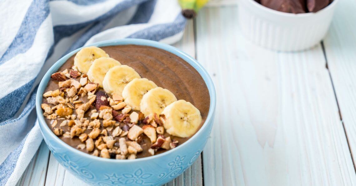 Chocolate banana smoothie with nuts