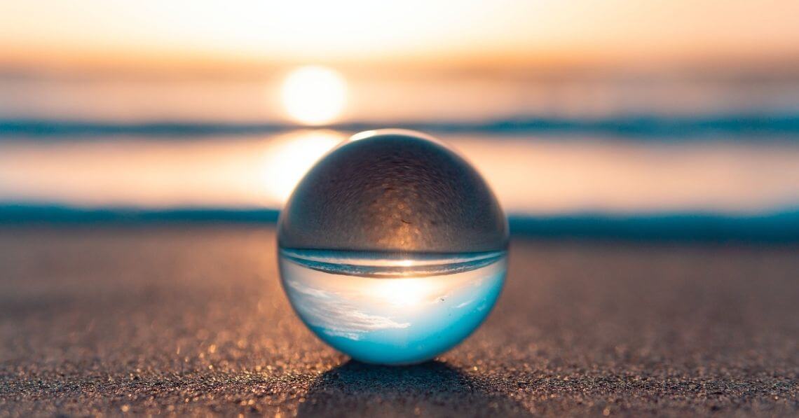 Lensball on the sand at the beach