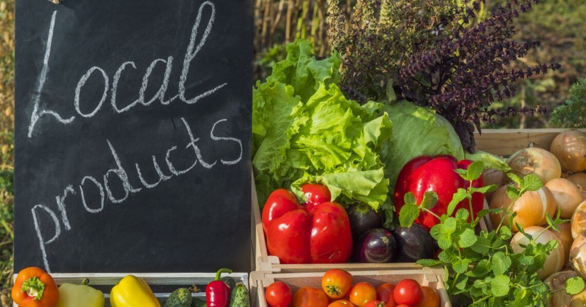 A display basket of local fresh produce