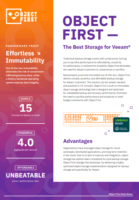 Object First – The Best Storage for Veeam