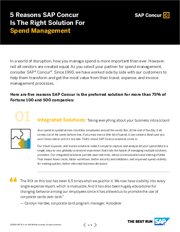 5 Reasons SAP Concur Is The Right Solution For Spend Management