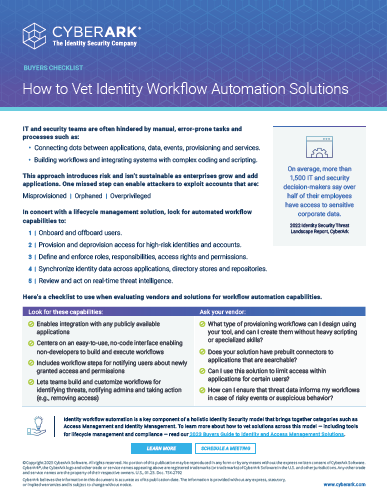 Buyers checklist Identity Workflow Automation Solutions