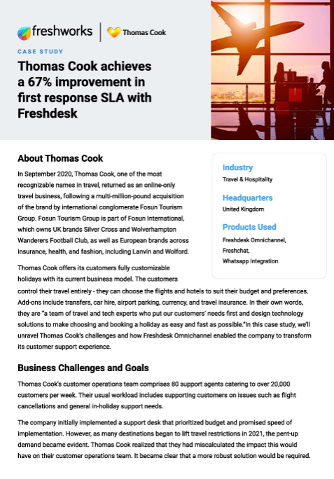 Thomas Cook achieves a 67% improvement in first response SLA with Flashdeck