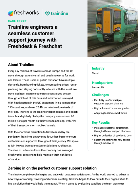 Trainline engineers a seamless customer support with Freshdeck and Freshchat