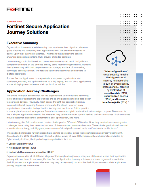 Fortinet Secure Application  Journey Solutions