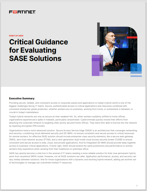 Critical Guidance for Evaluating SASE Solutions