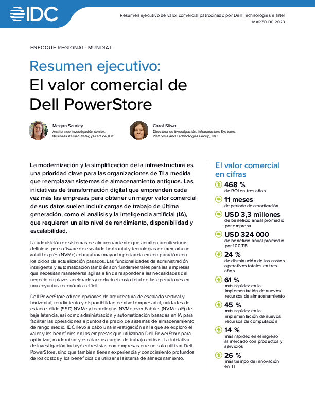 Resumen ejecutivo: El valor comercial de Dell PowerStore