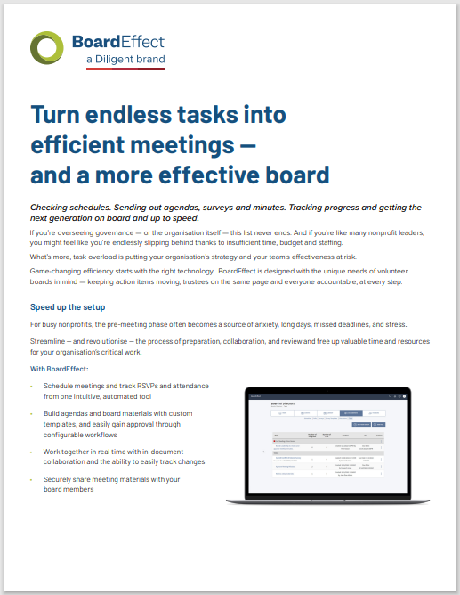 Turn endless tasks into  efficient meetings —  and a more effective board