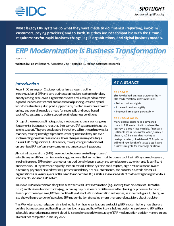 IDC Spotlight: ERP Modernization Is Business Transformation 