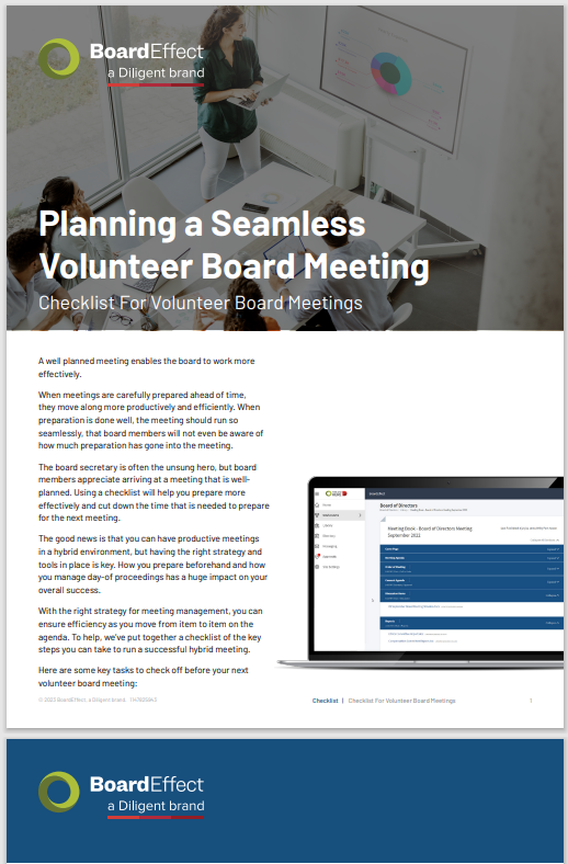 Planning a Seamless  Volunteer Board Meeting