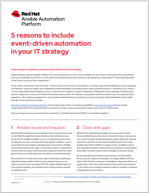 5 reasons to include  event-driven automation in your IT strategy