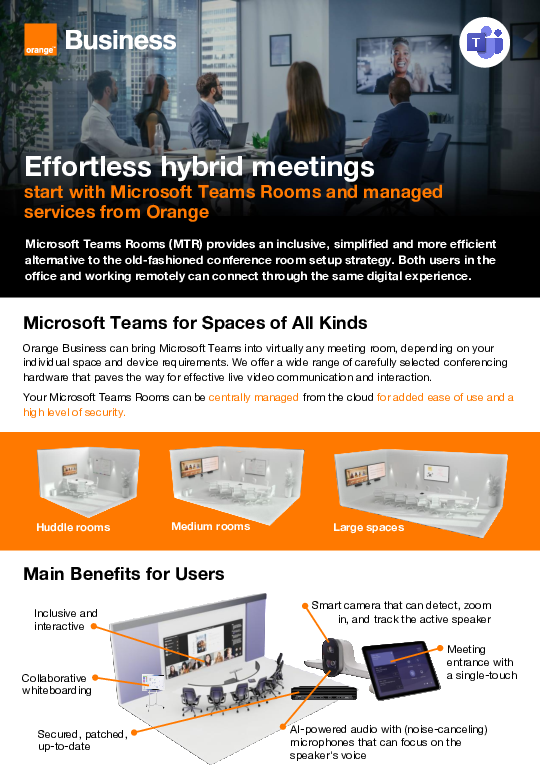 Effortless hybrid meetings: start with Microsoft Teams Rooms and managed services from Orange 