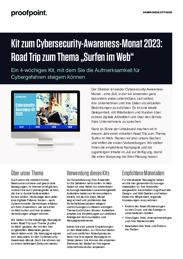 Kit zum Cybersecurity-Awareness-Monat 2023: Road Trip zum Thema „Surfen im Web“