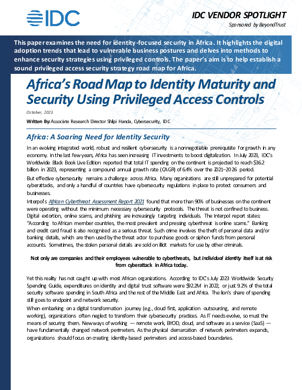 Africa’s Road Map to Identity Maturity and Security Using Privileged Access Controls