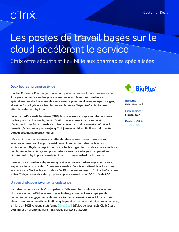 Les postes de travail basés sur le cloud accélèrent le service