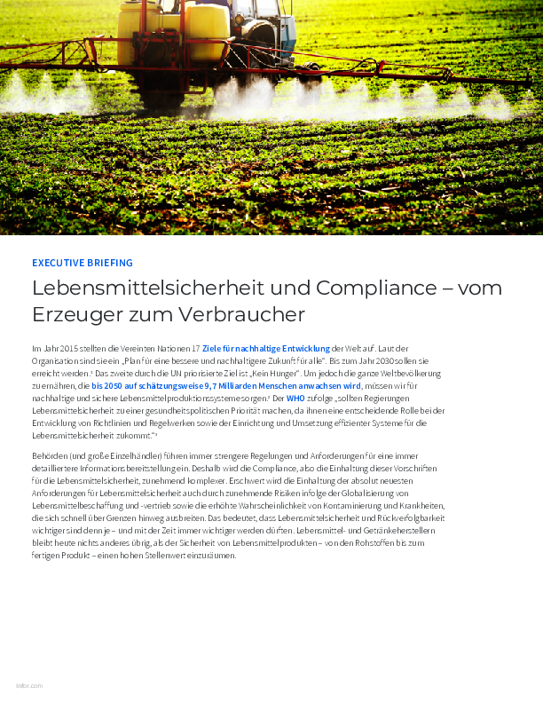 Lebensmittelsicherheit und Compliance vom Erzeuger zum Verbraucher