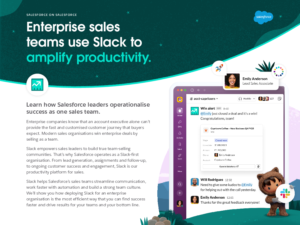 Enterprise sales teams use Slack to amplify productivity.