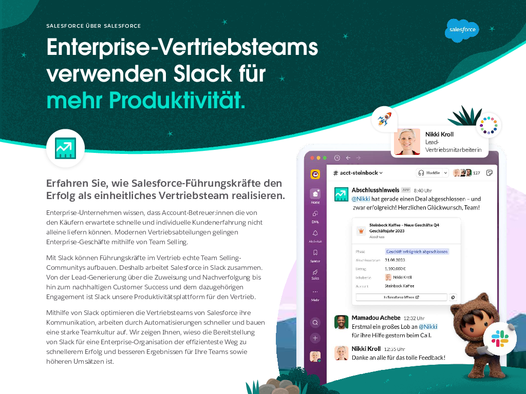 Enterprise-Vertriebsteams verwenden Slack für mehr Produktivität.