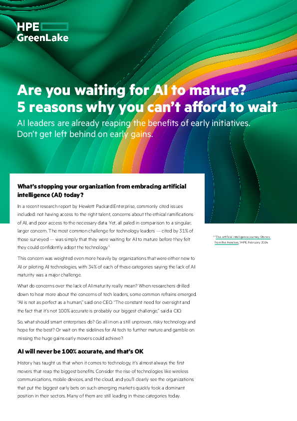 Are you waiting for AI to mature? 5 reasons why you can’t afford to wait