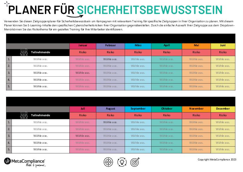 PLANER FÜR SICHERHEITSBEWUSSTSEIN