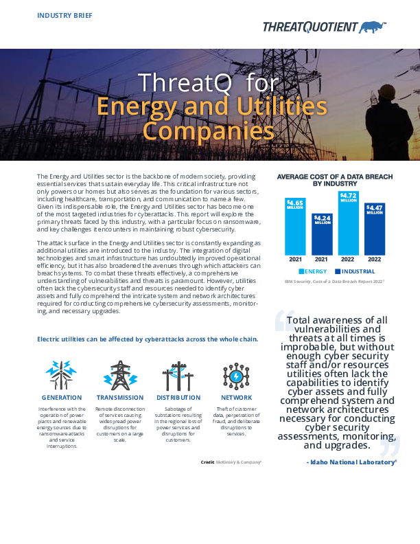 ThreatQ for Energy and Utilities Companies