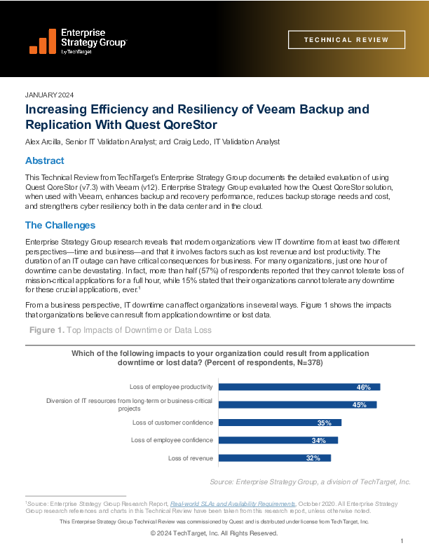 Increasing Efficiency and Resiliency of Veeam Backup and Replication With Quest QoreStor