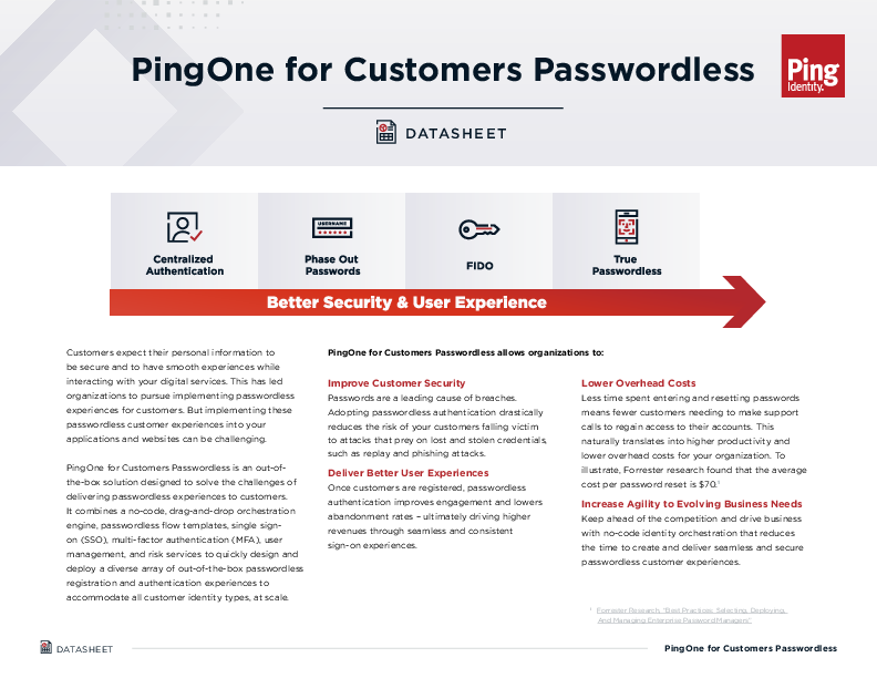 PingOne for Customers Passwordless