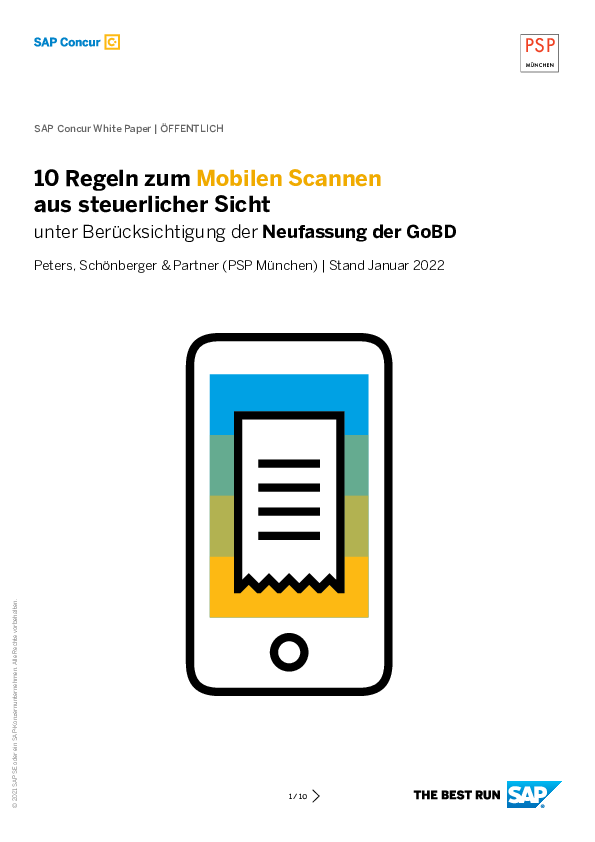 10 Regeln zum Mobilen Scannen aus steuerlicher Sicht  unter Berücksichtigung der Neufassung der GoBD