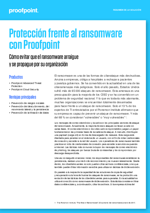 Protección frente al ransomware con Proofpoint