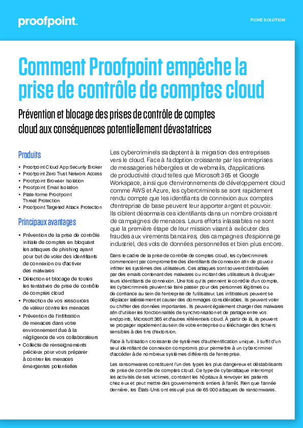 Comment Proofpoint empêche la  prise de contrôle de comptes cloud