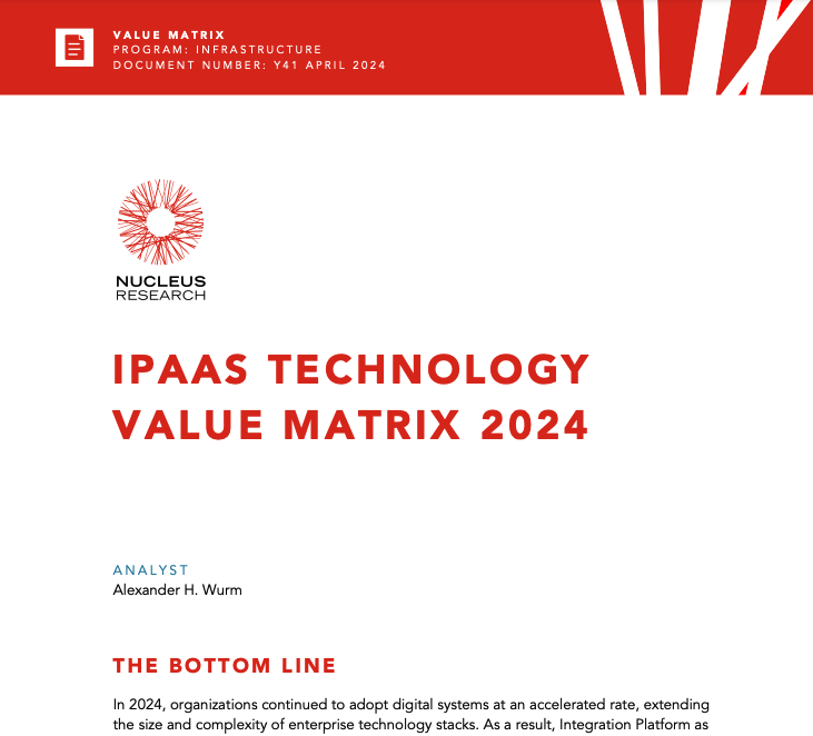 Informatica named a leader in the 2024 iPaaS Technology Value Matrix