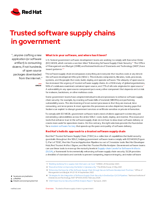 Trusted software supply chains in government